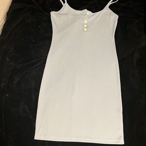 Light blue bodycon spaghetti strap 5 button